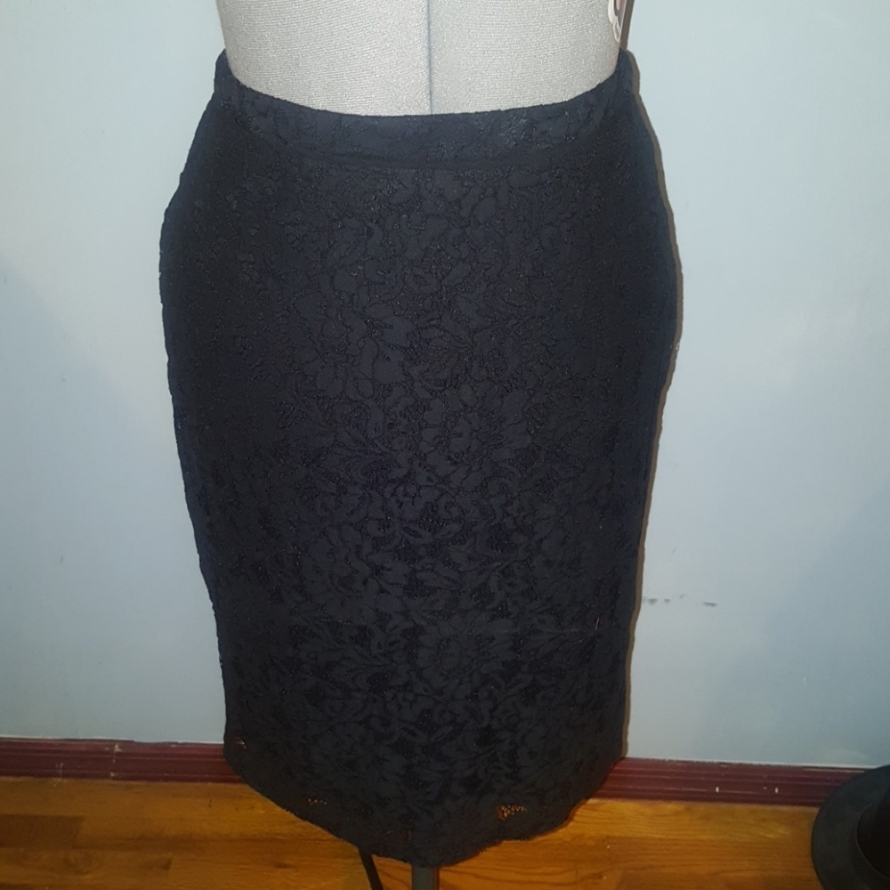 Black Lace Midi Pencil Skirt Size 10